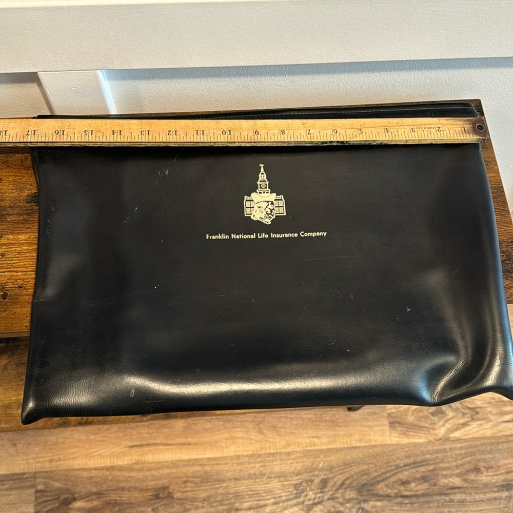 Vintage Large black Vinyl Document Bag Franklin national life insurance company - Picture 6 of 6